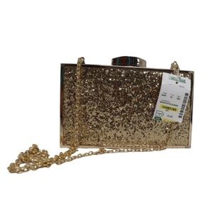 Sparkly glittered box clutch with chain. Brand New with tags